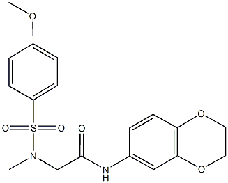 N-(2,3-dihydro-1,4-benzodioxin-6-yl)-2-[[(4-methoxyphenyl)sulfonyl](methyl)amino]acetamide 结构式