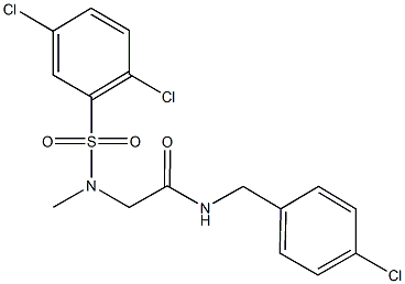 N-(4-chlorobenzyl)-2-[[(2,5-dichlorophenyl)sulfonyl](methyl)amino]acetamide 结构式