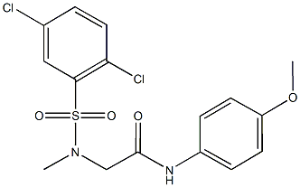 2-[[(2,5-dichlorophenyl)sulfonyl](methyl)amino]-N-(4-methoxyphenyl)acetamide 结构式