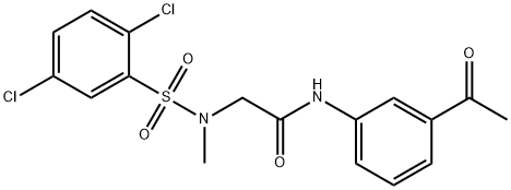 N-(3-acetylphenyl)-2-[[(2,5-dichlorophenyl)sulfonyl](methyl)amino]acetamide 结构式