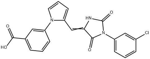 3-(2-{[1-(3-chlorophenyl)-2,5-dioxo-4-imidazolidinylidene]methyl}-1H-pyrrol-1-yl)benzoic acid 结构式