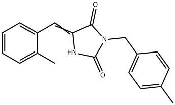 3-(4-methylbenzyl)-5-(2-methylbenzylidene)-2,4-imidazolidinedione 结构式