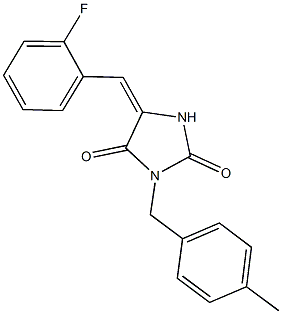 5-(2-fluorobenzylidene)-3-(4-methylbenzyl)-2,4-imidazolidinedione 结构式