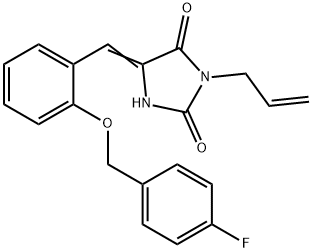3-allyl-5-{2-[(4-fluorobenzyl)oxy]benzylidene}-2,4-imidazolidinedione 结构式