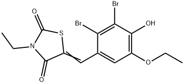 5-(2,3-dibromo-5-ethoxy-4-hydroxybenzylidene)-3-ethyl-1,3-thiazolidine-2,4-dione 结构式