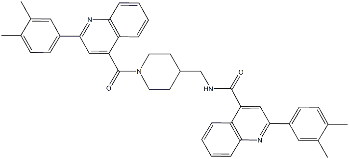 2-(3,4-dimethylphenyl)-N-[(1-{[2-(3,4-dimethylphenyl)-4-quinolinyl]carbonyl}-4-piperidinyl)methyl]-4-quinolinecarboxamide 结构式