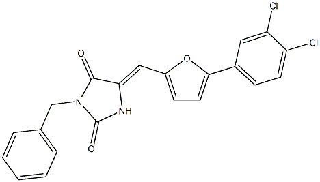 3-benzyl-5-{[5-(3,4-dichlorophenyl)-2-furyl]methylene}-2,4-imidazolidinedione 结构式