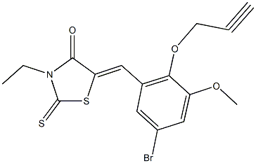 5-[5-bromo-3-methoxy-2-(2-propynyloxy)benzylidene]-3-ethyl-2-thioxo-1,3-thiazolidin-4-one 结构式