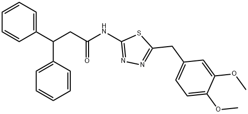 N-[5-(3,4-dimethoxybenzyl)-1,3,4-thiadiazol-2-yl]-3,3-diphenylpropanamide 结构式