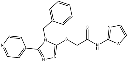 2-{[4-benzyl-5-(4-pyridinyl)-4H-1,2,4-triazol-3-yl]sulfanyl}-N-(1,3-thiazol-2-yl)acetamide 结构式