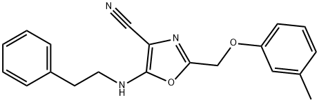 2-[(3-methylphenoxy)methyl]-5-[(2-phenylethyl)amino]-1,3-oxazole-4-carbonitrile 结构式