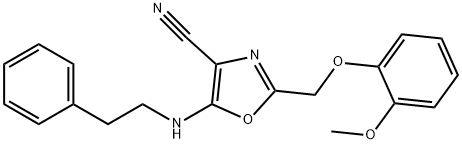 2-[(2-methoxyphenoxy)methyl]-5-[(2-phenylethyl)amino]-1,3-oxazole-4-carbonitrile 结构式