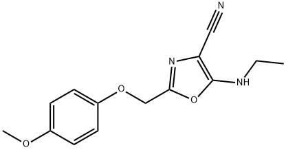 5-(ethylamino)-2-[(4-methoxyphenoxy)methyl]-1,3-oxazole-4-carbonitrile 结构式