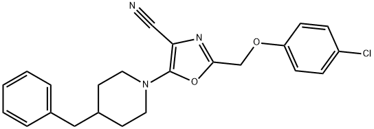 5-(4-benzyl-1-piperidinyl)-2-[(4-chlorophenoxy)methyl]-1,3-oxazole-4-carbonitrile 结构式