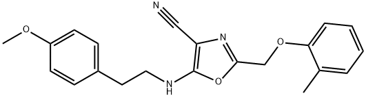 5-{[2-(4-methoxyphenyl)ethyl]amino}-2-[(2-methylphenoxy)methyl]-1,3-oxazole-4-carbonitrile 结构式