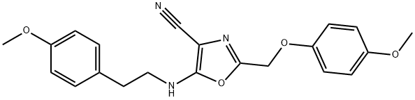 2-[(4-methoxyphenoxy)methyl]-5-{[2-(4-methoxyphenyl)ethyl]amino}-1,3-oxazole-4-carbonitrile 结构式