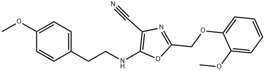 2-[(2-methoxyphenoxy)methyl]-5-{[2-(4-methoxyphenyl)ethyl]amino}-1,3-oxazole-4-carbonitrile 结构式