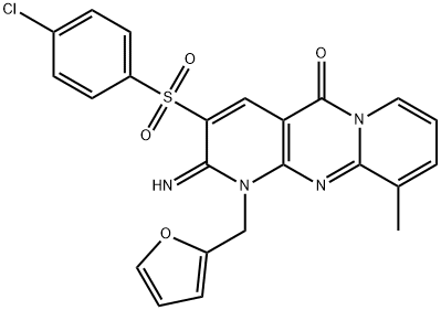 3-[(4-chlorophenyl)sulfonyl]-1-(2-furylmethyl)-2-imino-10-methyl-1,2-dihydro-5H-dipyrido[1,2-a:2,3-d]pyrimidin-5-one 结构式