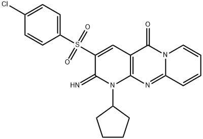 3-[(4-chlorophenyl)sulfonyl]-1-cyclopentyl-2-imino-1,2-dihydro-5H-dipyrido[1,2-a:2,3-d]pyrimidin-5-one 结构式