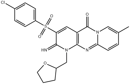 3-[(4-chlorophenyl)sulfonyl]-2-imino-8-methyl-1-(tetrahydro-2-furanylmethyl)-1,2-dihydro-5H-dipyrido[1,2-a:2,3-d]pyrimidin-5-one 结构式