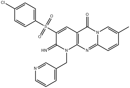 3-[(4-chlorophenyl)sulfonyl]-2-imino-8-methyl-1-(3-pyridinylmethyl)-1,2-dihydro-5H-dipyrido[1,2-a:2,3-d]pyrimidin-5-one 结构式