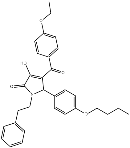 5-(4-butoxyphenyl)-4-(4-ethoxybenzoyl)-3-hydroxy-1-(2-phenylethyl)-1,5-dihydro-2H-pyrrol-2-one 结构式
