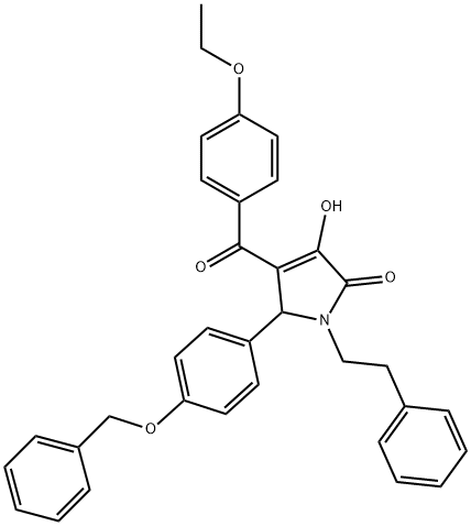 5-[4-(benzyloxy)phenyl]-4-(4-ethoxybenzoyl)-3-hydroxy-1-(2-phenylethyl)-1,5-dihydro-2H-pyrrol-2-one 结构式