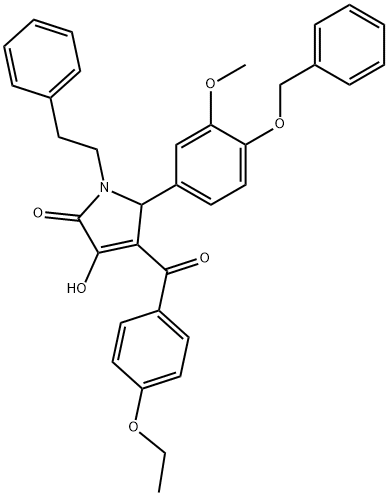 5-[4-(benzyloxy)-3-methoxyphenyl]-4-(4-ethoxybenzoyl)-3-hydroxy-1-(2-phenylethyl)-1,5-dihydro-2H-pyrrol-2-one 结构式