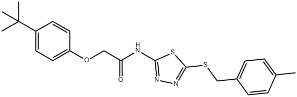 2-(4-tert-butylphenoxy)-N-{5-[(4-methylbenzyl)sulfanyl]-1,3,4-thiadiazol-2-yl}acetamide 结构式