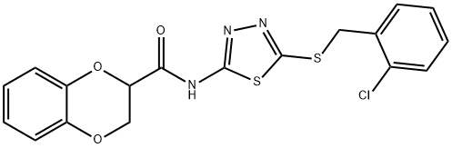 N-{5-[(2-chlorobenzyl)sulfanyl]-1,3,4-thiadiazol-2-yl}-2,3-dihydro-1,4-benzodioxine-2-carboxamide 结构式