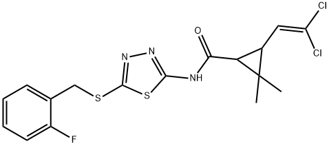 3-(2,2-dichlorovinyl)-N-{5-[(2-fluorobenzyl)sulfanyl]-1,3,4-thiadiazol-2-yl}-2,2-dimethylcyclopropanecarboxamide 结构式