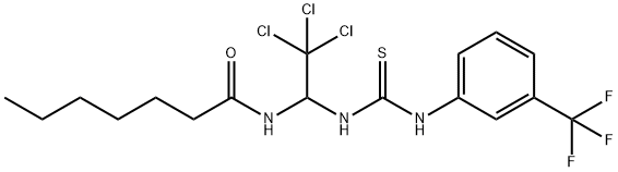 N-[2,2,2-trichloro-1-({[3-(trifluoromethyl)anilino]carbothioyl}amino)ethyl]heptanamide 结构式