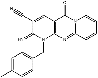 2-imino-10-methyl-1-(4-methylbenzyl)-5-oxo-1,5-dihydro-2H-dipyrido[1,2-a:2,3-d]pyrimidine-3-carbonitrile 结构式