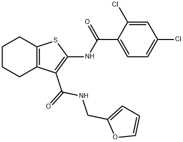 2-[(2,4-dichlorobenzoyl)amino]-N-(2-furylmethyl)-4,5,6,7-tetrahydro-1-benzothiophene-3-carboxamide 结构式