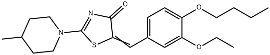 5-(4-butoxy-3-ethoxybenzylidene)-2-(4-methylpiperidin-1-yl)-1,3-thiazol-4(5H)-one 结构式