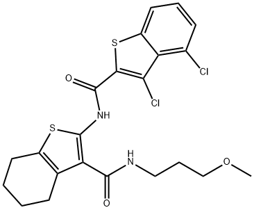 3,4-dichloro-N-(3-{[(3-methoxypropyl)amino]carbonyl}-4,5,6,7-tetrahydro-1-benzothien-2-yl)-1-benzothiophene-2-carboxamide 结构式