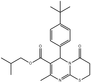 isobutyl 6-(4-tert-butylphenyl)-8-methyl-4-oxo-3,4-dihydro-2H,6H-pyrimido[2,1-b][1,3]thiazine-7-carboxylate 结构式