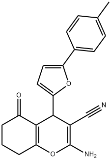 2-amino-4-[5-(4-methylphenyl)-2-furyl]-5-oxo-5,6,7,8-tetrahydro-4H-chromene-3-carbonitrile 结构式