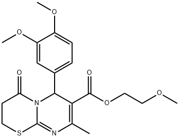 2-methoxyethyl 6-(3,4-dimethoxyphenyl)-8-methyl-4-oxo-3,4-dihydro-2H,6H-pyrimido[2,1-b][1,3]thiazine-7-carboxylate 结构式