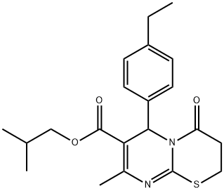 isobutyl 6-(4-ethylphenyl)-8-methyl-4-oxo-3,4-dihydro-2H,6H-pyrimido[2,1-b][1,3]thiazine-7-carboxylate 结构式