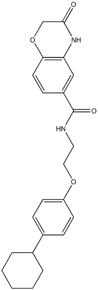 N-[2-(4-cyclohexylphenoxy)ethyl]-3-oxo-3,4-dihydro-2H-1,4-benzoxazine-6-carboxamide 结构式