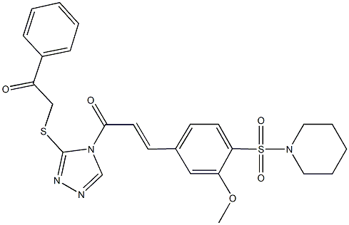 2-[(4-{3-[3-methoxy-4-(1-piperidinylsulfonyl)phenyl]acryloyl}-4H-1,2,4-triazol-3-yl)thio]-1-phenylethanone 结构式