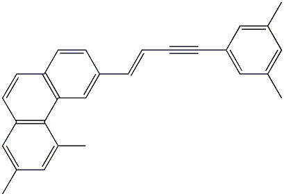 6-[4-(3,5-dimethylphenyl)-1-buten-3-ynyl]-2,4-dimethylphenanthrene 结构式