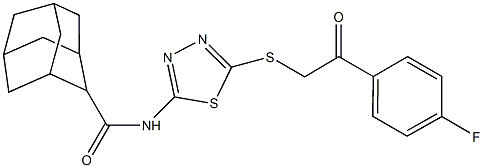 N-(5-{[2-(4-fluorophenyl)-2-oxoethyl]sulfanyl}-1,3,4-thiadiazol-2-yl)-2-adamantanecarboxamide 结构式