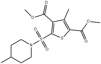 dimethyl 3-methyl-5-[(4-methylpiperidin-1-yl)sulfonyl]thiophene-2,4-dicarboxylate 结构式