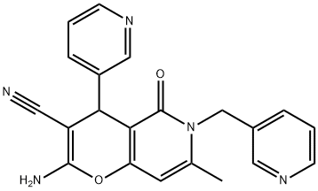 2-amino-7-methyl-5-oxo-4-(3-pyridinyl)-6-(3-pyridinylmethyl)-5,6-dihydro-4H-pyrano[3,2-c]pyridine-3-carbonitrile 结构式