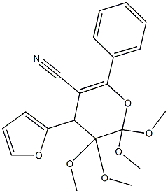 4-(2-furyl)-2,2,3,3-tetramethoxy-6-phenyl-3,4-dihydro-2H-pyran-5-carbonitrile 结构式