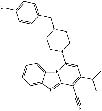 1-[4-(4-chlorobenzyl)-1-piperazinyl]-3-isopropylpyrido[1,2-a]benzimidazole-4-carbonitrile 结构式
