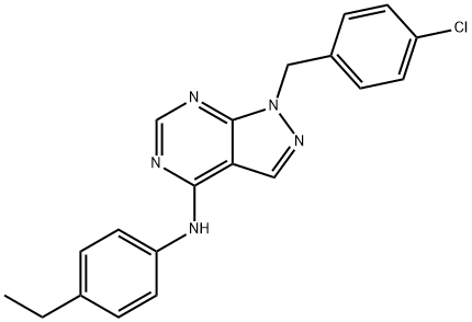 N-[1-(4-chlorobenzyl)-1H-pyrazolo[3,4-d]pyrimidin-4-yl]-N-(4-ethylphenyl)amine 结构式