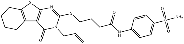 4-[(3-allyl-4-oxo-3,4,5,6,7,8-hexahydro[1]benzothieno[2,3-d]pyrimidin-2-yl)sulfanyl]-N-[4-(aminosulfonyl)phenyl]butanamide 结构式